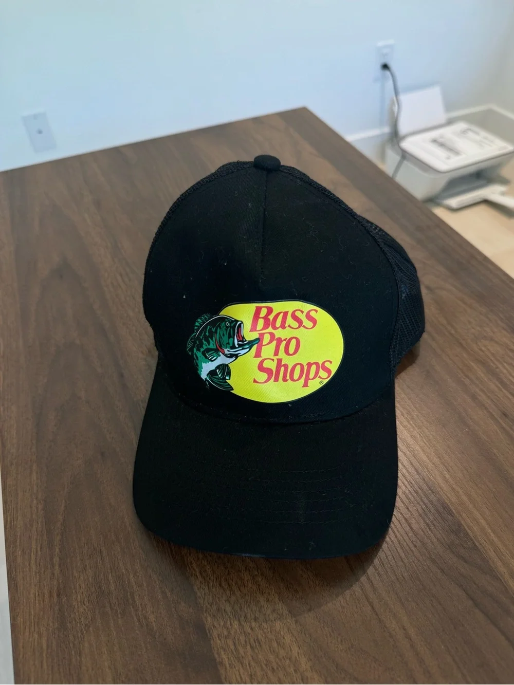 Bass Pro Shops Black Trucker Hat with Yellow Logo